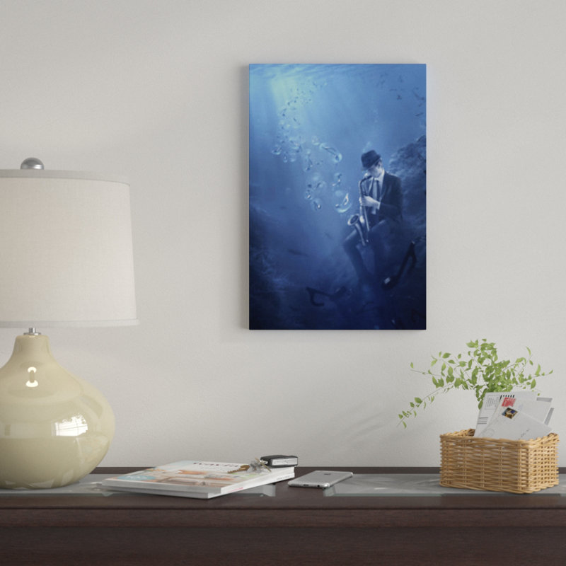 « blues », impression sur toile, H 26 po x l 18 po x P 1,5 po, Toile tendue, Pas de tapis