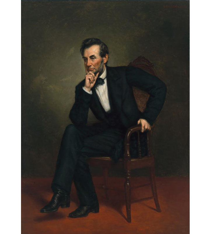 "Abraham Lincoln" par George Peter Alexander Healy - Art mural sur toile tendue avec châssis, H 40 po x l 28 po