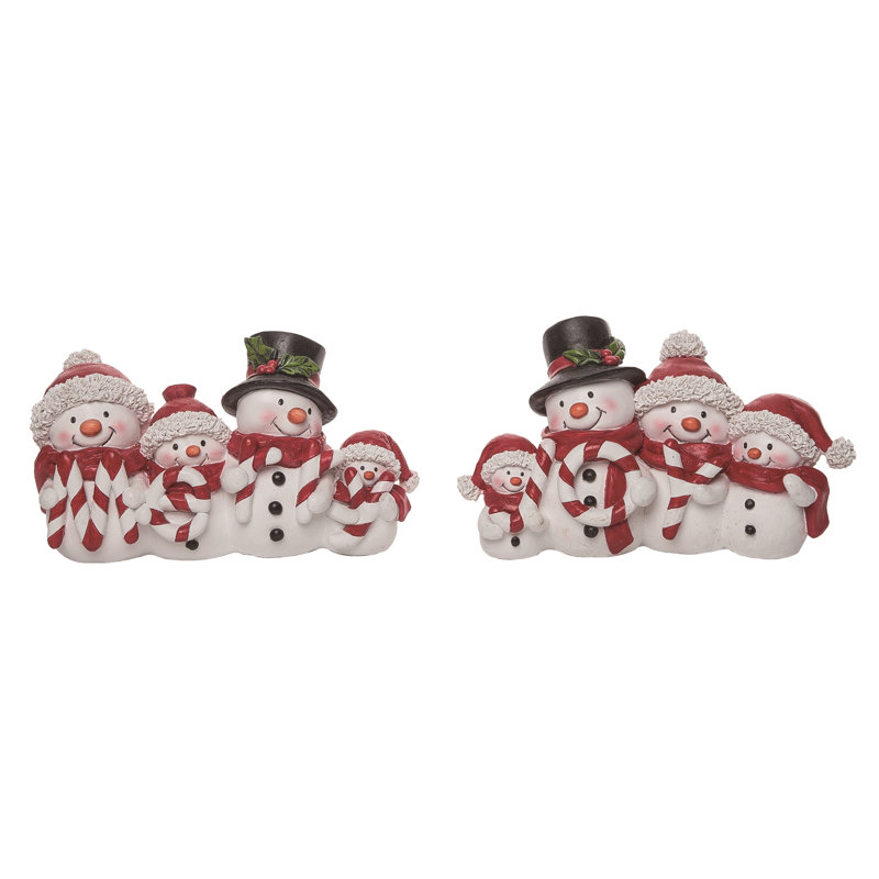  Ensemble de 2 décorations de Noël en résine pour famille rouge / blanc neige