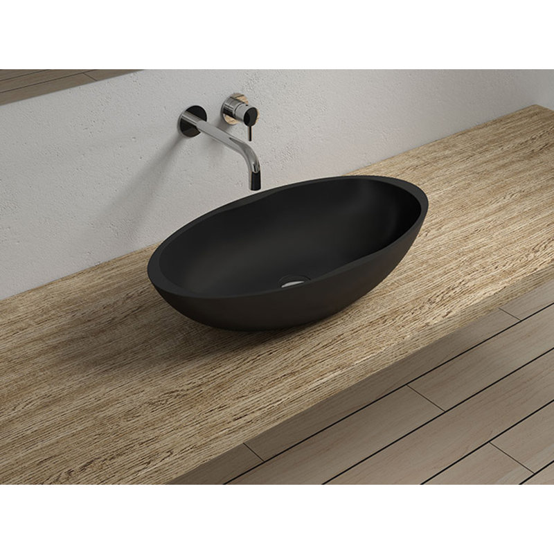 Lavabo de salle de bain vasque en résine 25,5 po x 13,7 po Badeloft WB-04-MBLK, Matte Black