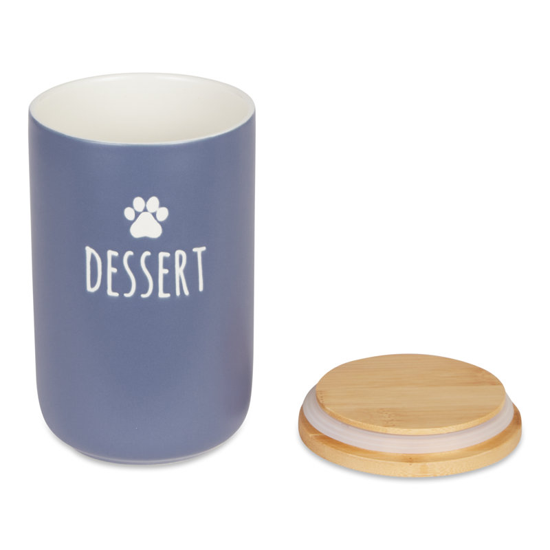 Dessert en céramique terre cuite 4,5 pte Pot à friandises pour animaux, Bleu français