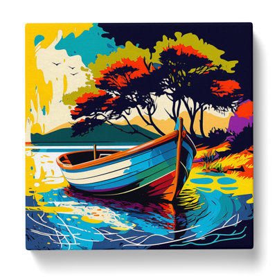 Boat On A Lake Fauvism - No Frame Print