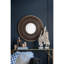 Miroir rond en bois avec cadre en fer doré, 31,5 x 1,2 x 31,5 po, rehausse l'attrait de la décoration intérieure, réflexion claire pour la salle de bain et le vestibule 31,5 x 1,2 x 31,5 po ornement, couleur neutre, ajoute de la beauté au décor-1574755604