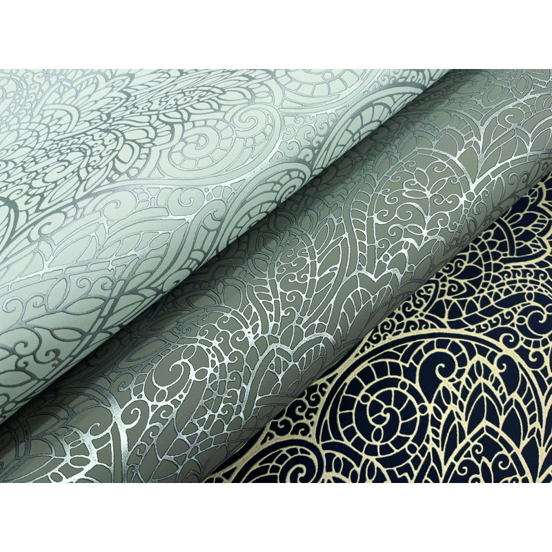 Damask Roll, White/Silver