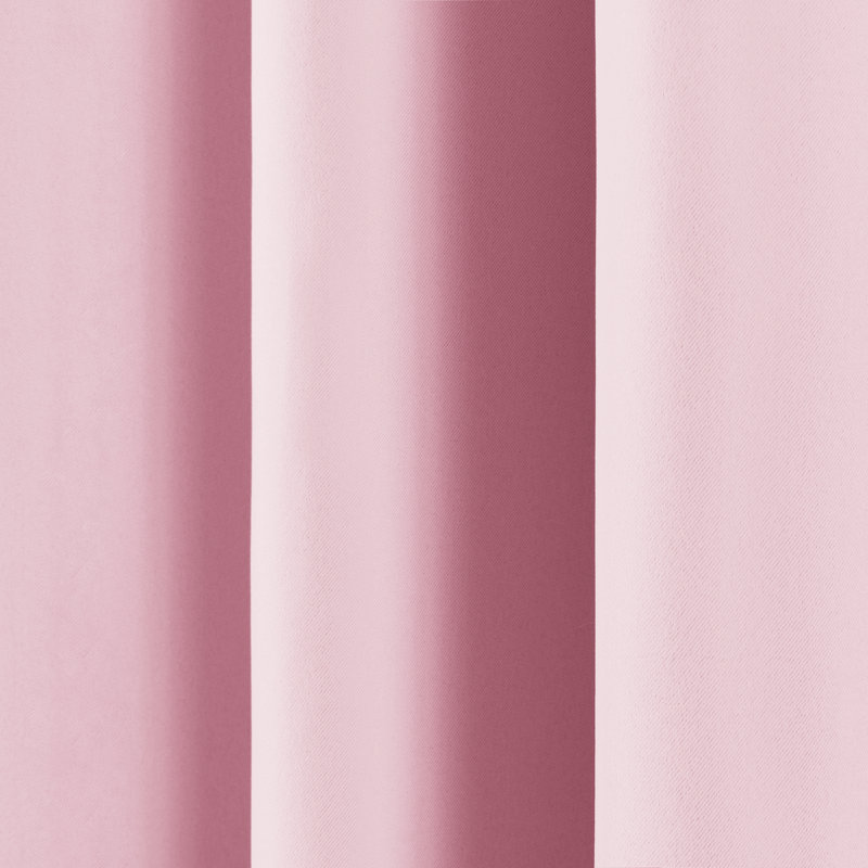 Bantam Solid Blackout Thermal Rod Pocket Curtain Panels, Light Pink, 52" W x 96" L