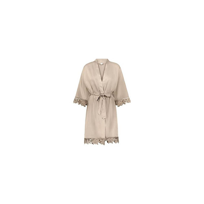 Peignoir en satin de satin fille au-dessus du genou, XL / XXXL, Champagne, Oui