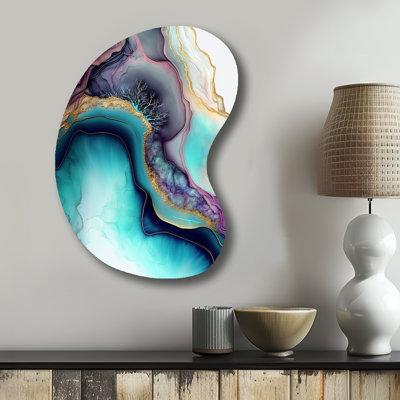 Coleton - Asymmetrical Abstract Marble Metal Wall Art, Irregular Shape Metal Wall Sculpture Print