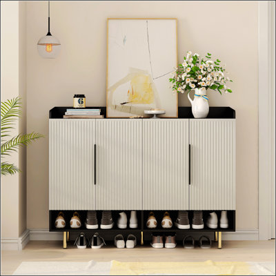 Modern 4-Door Shoe Storage Cabinet With Adjustable Shelves, Durable And Stylish Organizer For Entryway And Living Room