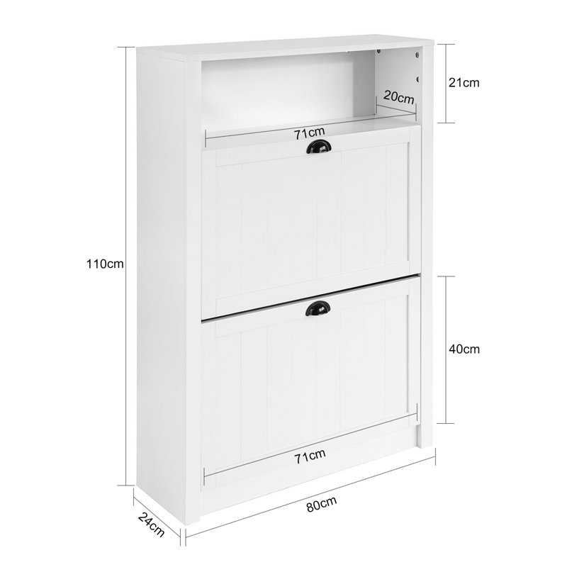 6 Pair Shoe Storage, 110cm H x 80cm W x 24cm D, White