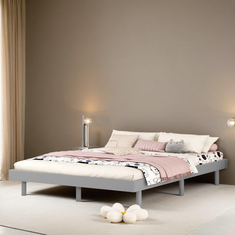 Base de lit plateforme flottante, Lit double, Gris
