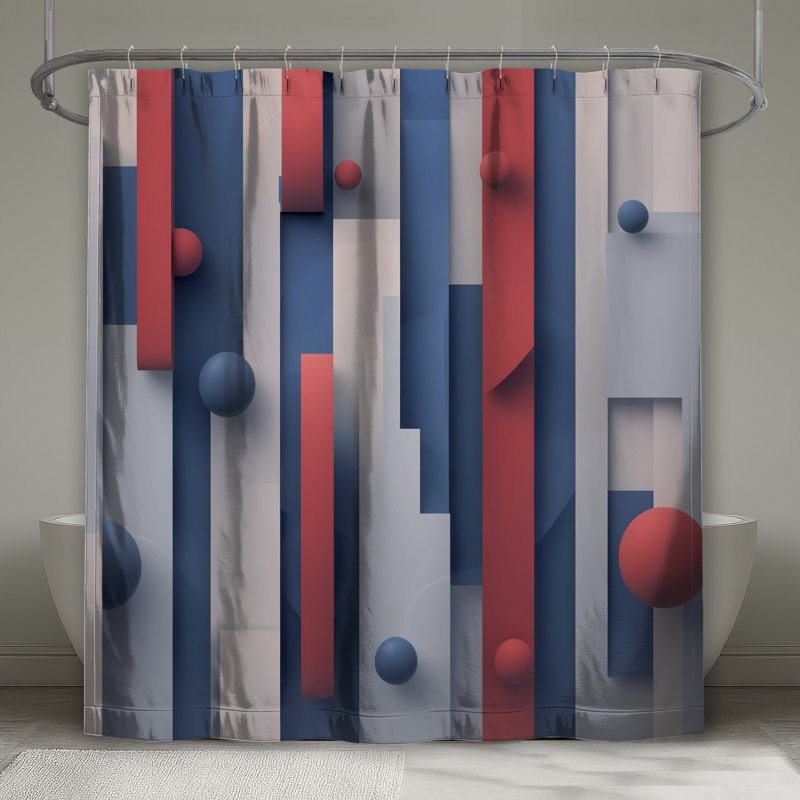 Rideaux de douche extra longs à motifs géométriques sphériques, 70 po l x 72 po H