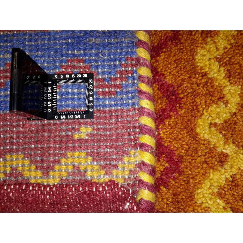Hand Woven Cotton and Wool Striped Area Rug