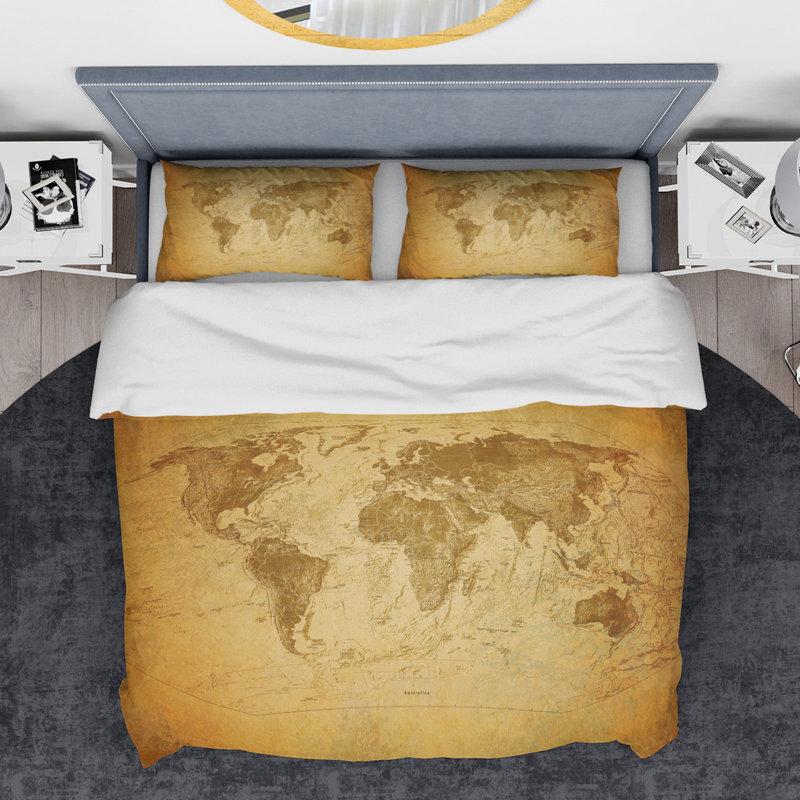 Eclectic Polyester Geometric Shapes Duvet Cover, Queen Duvet Cover + 2 Shams