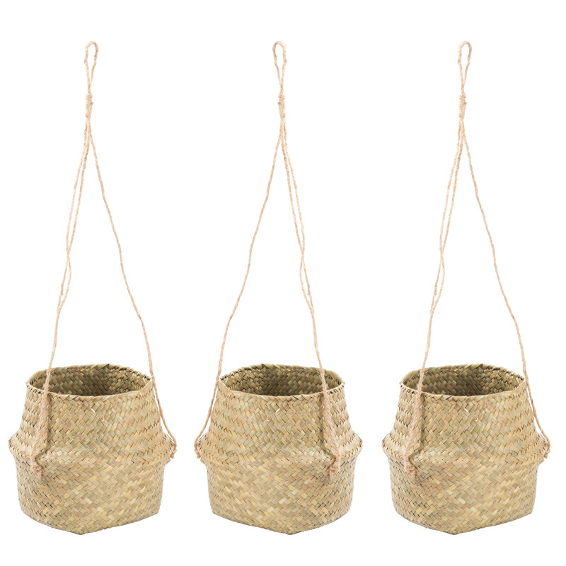 Ensemble de 3 pots à fleurs suspendus Seagrass, H 7 po x l 8 po x P 8 po