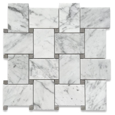 11" x 11" Marble Basketweave Mosaic Wall & Floor Tile
