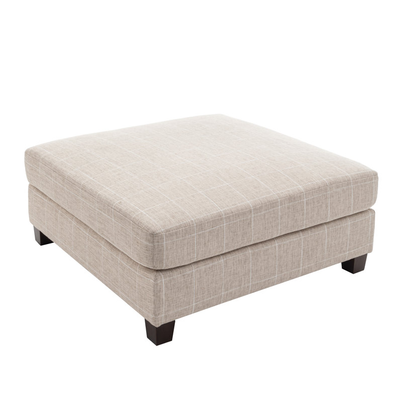 Brailyn Upholstered Ottoman, Plaid Cream Polyester