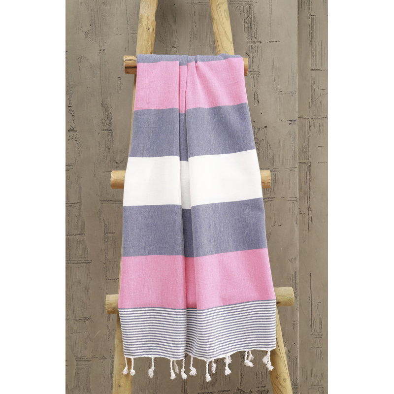Serviette de plage 100% coton Powers, Mauve / blanc / rose