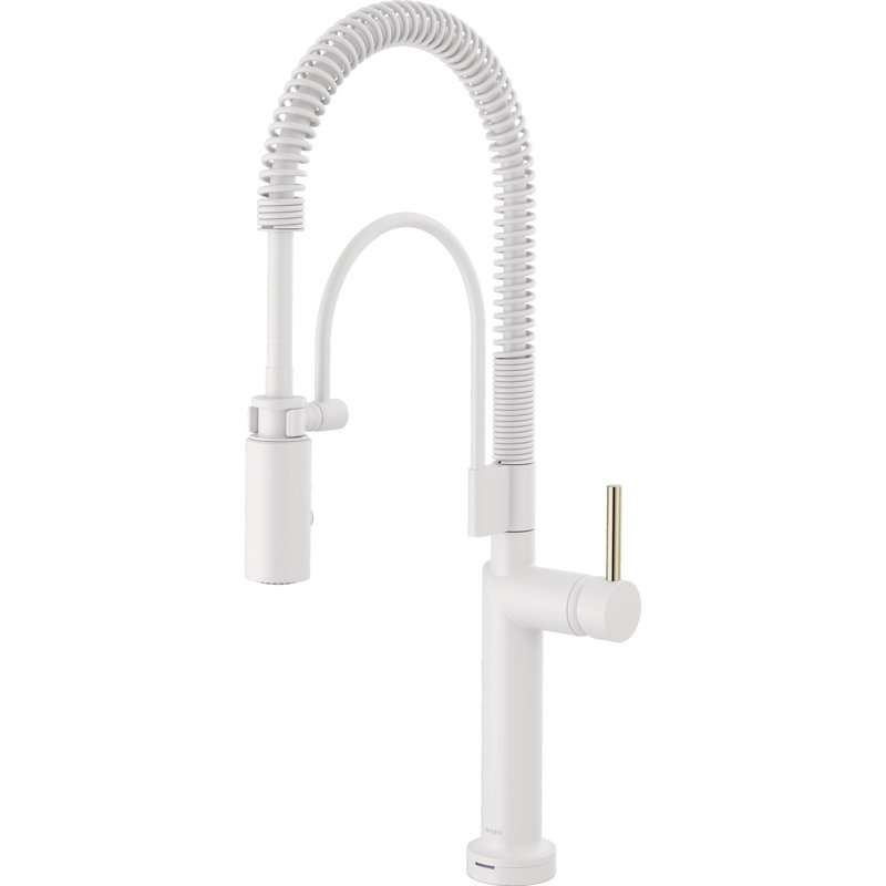 Jason Wu Smarttouch Semi-Professional Kitchen Faucet, Matte White, Metal Lever Handle with Polished Nickel