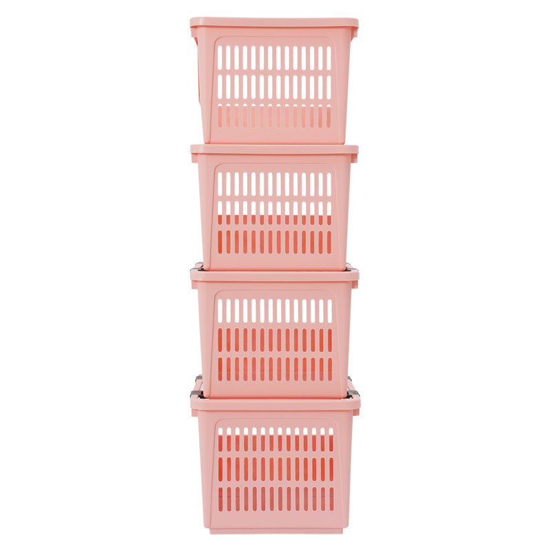 Bacs de rangement empilables rectangulaires 11 "4PCS, Rose