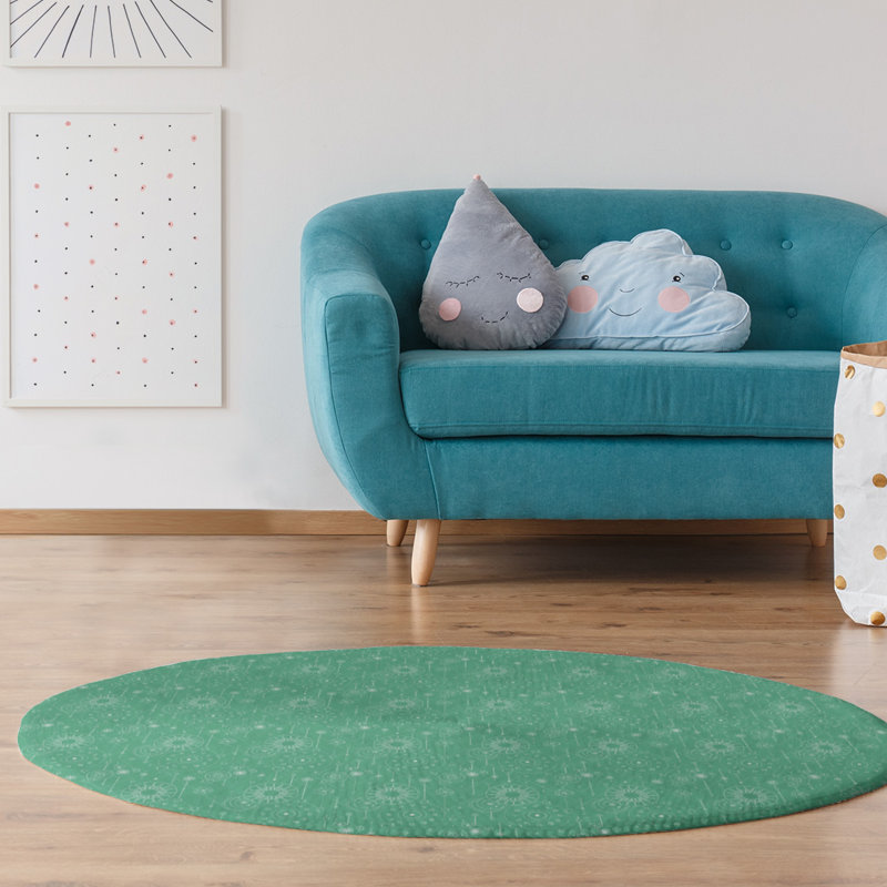 Chenille Geometric Indoor Rug, Round 5'