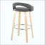 Tabouret de bar à hauteur fixe avec pivot en bois avec repose-pieds en métal - ensemble de 2-1841628962