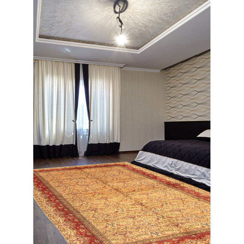 Tapis unique en laine noué à la main de style années 1990 de 6 pi 7 po x 9 pi 6 po Fonza