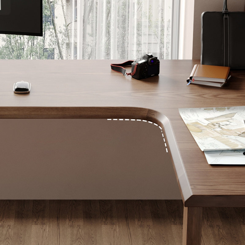 Bureau d'écriture en L en bois massif brun noisette, H 53,15 po x l 78,74 po x P 47,24 po, Retour à droite