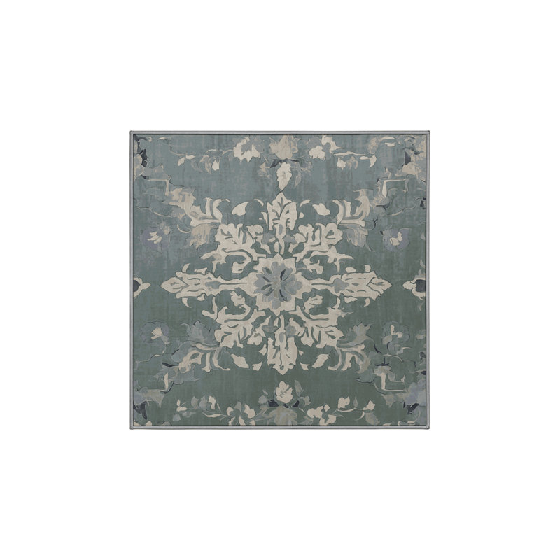 Tapis gris lavable à la machine, Carré 4 pi