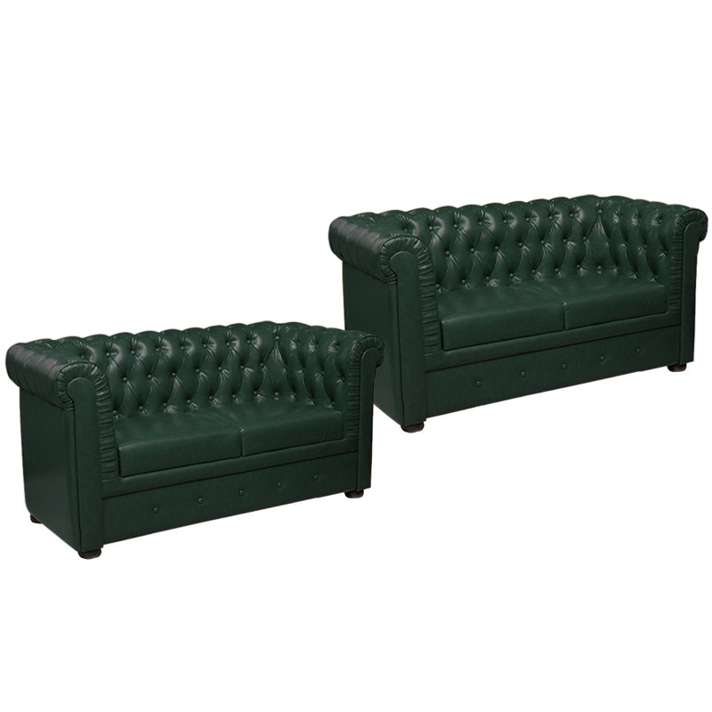 Ensemble de canapé-lit double en similicuir, Vert foncé