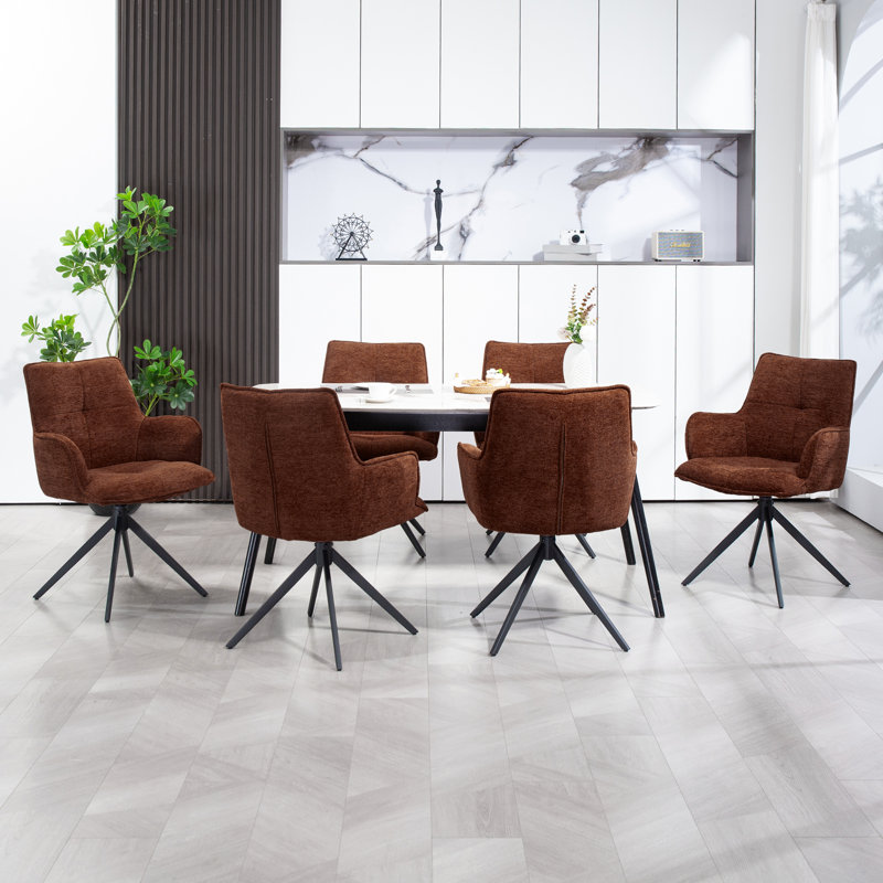 Ensemble de 6 chaises de salle à manger Loletia, Orange