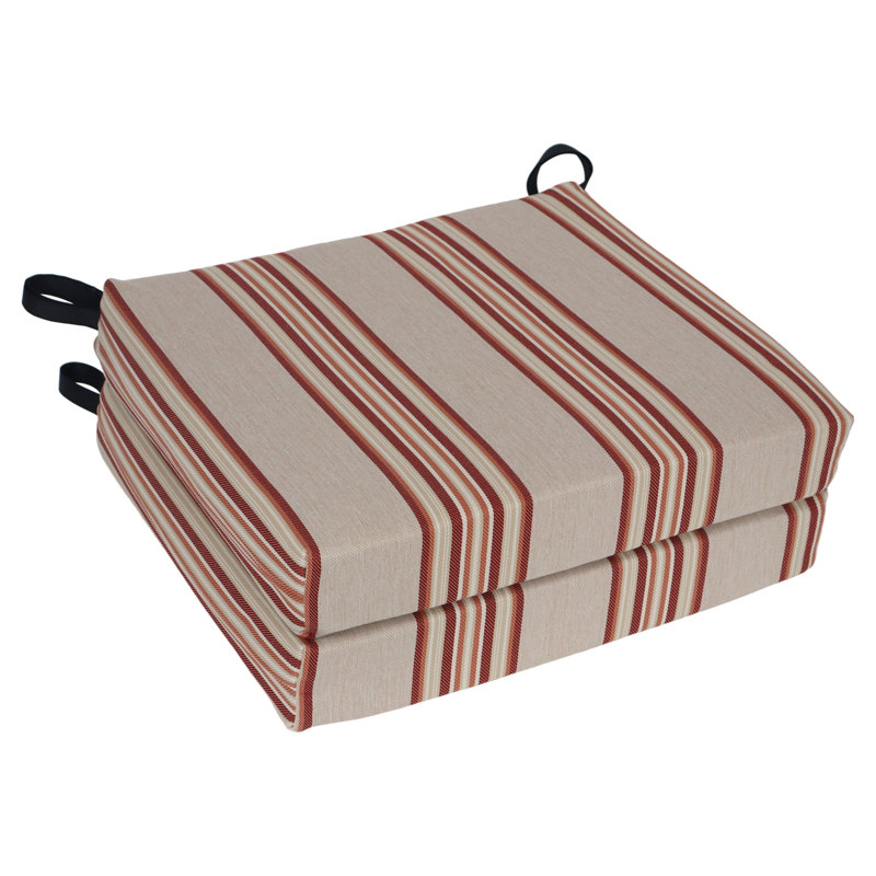 20-Inch By 19-Inch Woven Olefin Outdoor Chair Cushions (Set Of 2), Tan;Red;Orange;Multi-Colored Striped