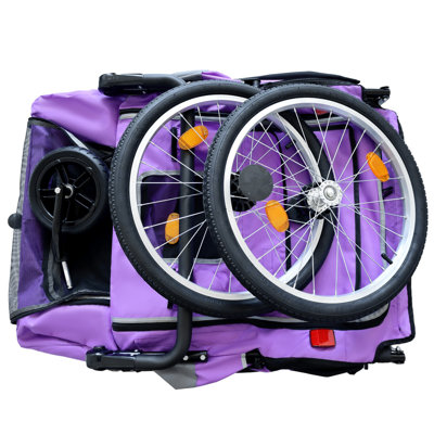 2-in-1 Pet Bike Trailer & Push Cart – 100lbs Capacity With Detachable Hitch, 360° Swivel Wheel, Storage & All-weather Protection