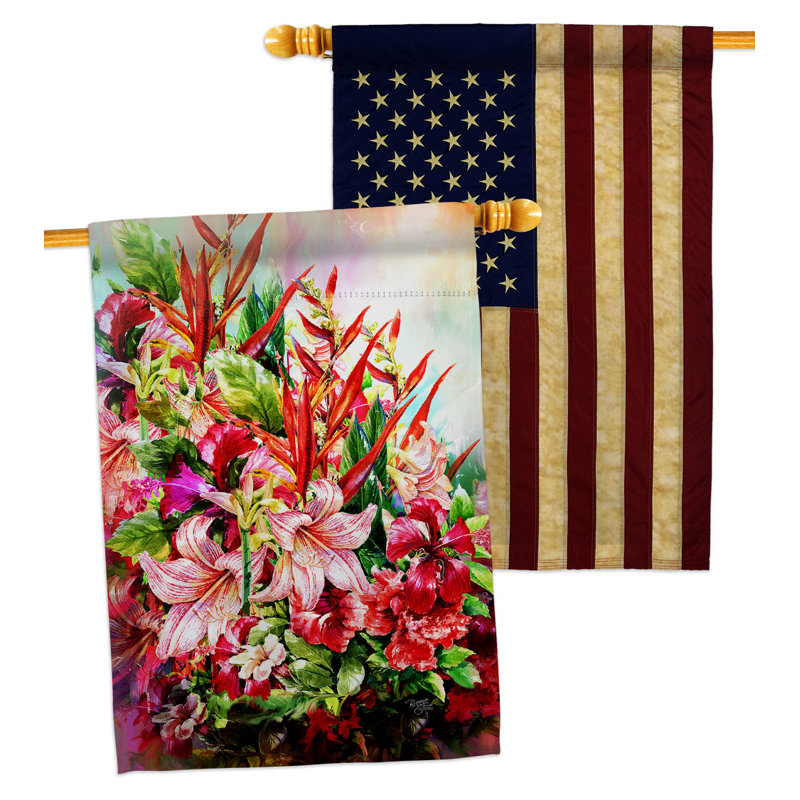 Drapeau de maison tropical en polyester 40 x 28 po Bouquet tropical