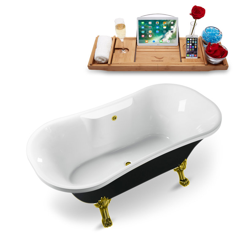 68'' x 33.9'' Soaking Acrylic Bathtub, Polished Gold, Polished Gold