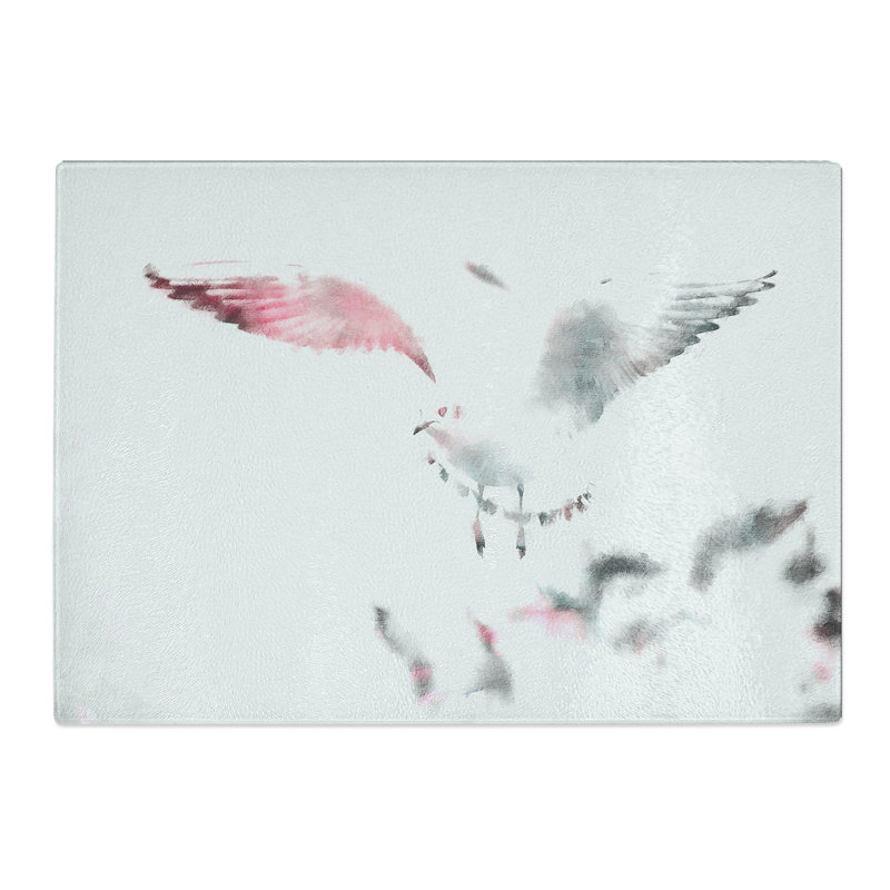 Tempered Glass Seagull Birds in the Light Chopping Board, 20 cm x 28.5 cm