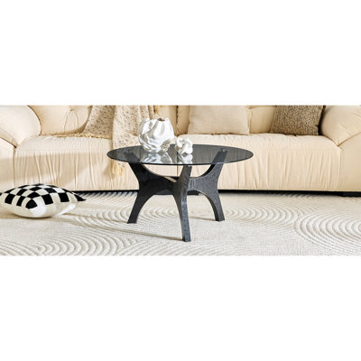 Table basse 31,5 "en verre, style Mid-Century moderne