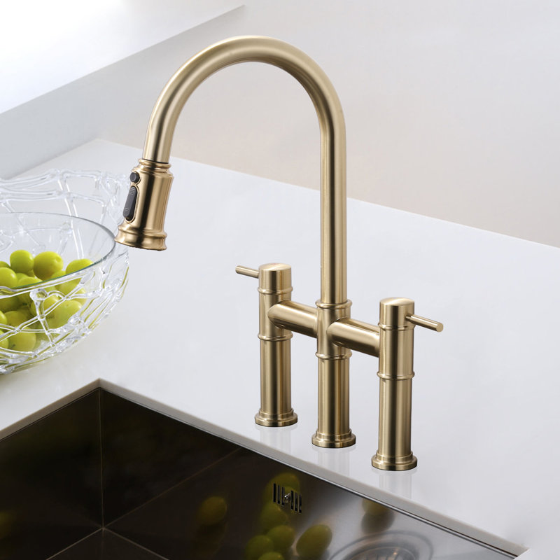 Aleasha Pull Out Kitchen Faucet, Brushed Gold