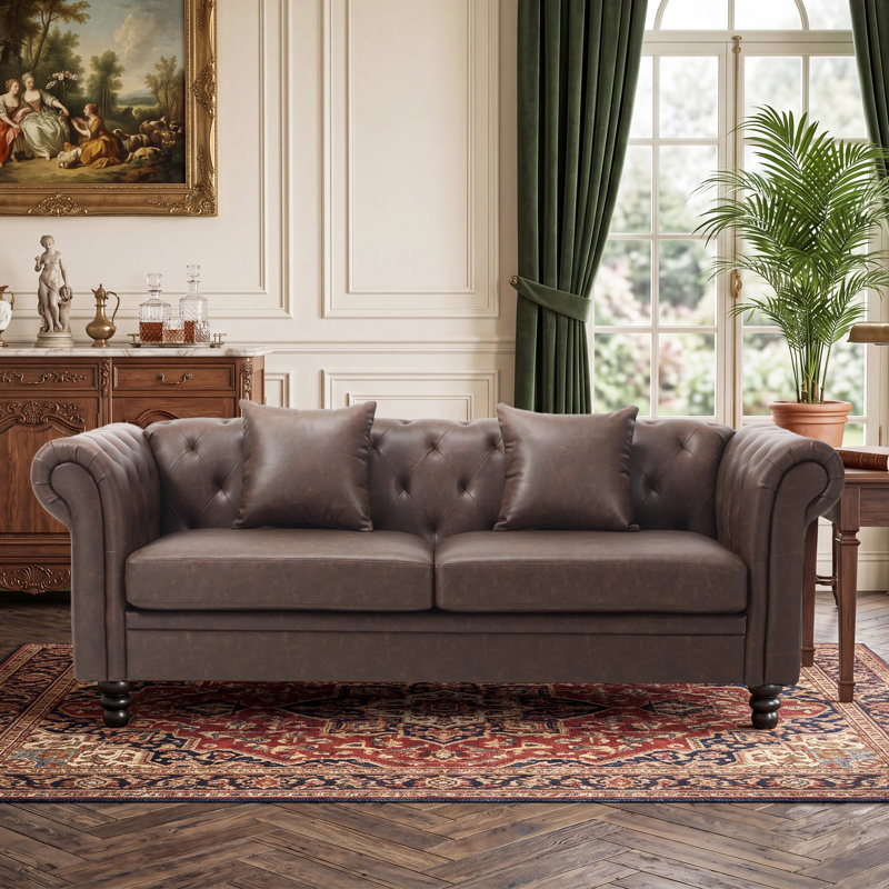 Canapé Chesterfield de 83,1 po Fynlie, Cacao