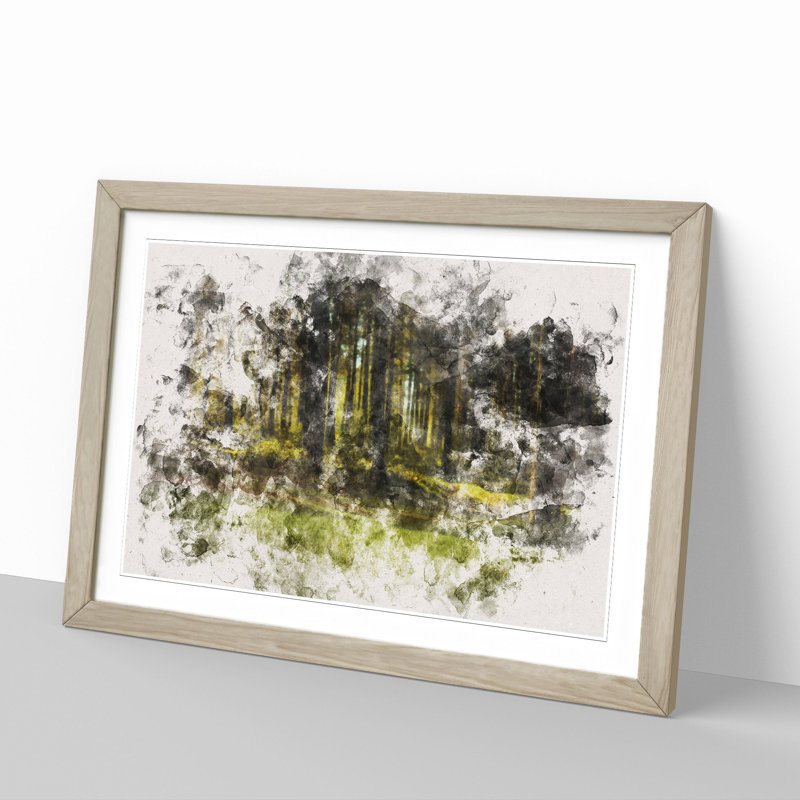 Green Forest Vol.4 - Picture Frame Graphic Art, 36cm H x 48cm W x 2cm D, Oak Framed