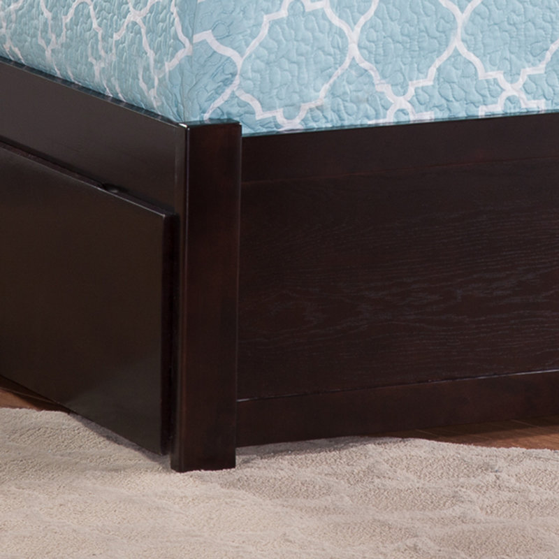 Kindig Solid Wood Platform Bed with Panel Footboard and Trundle, Espresso, Full
