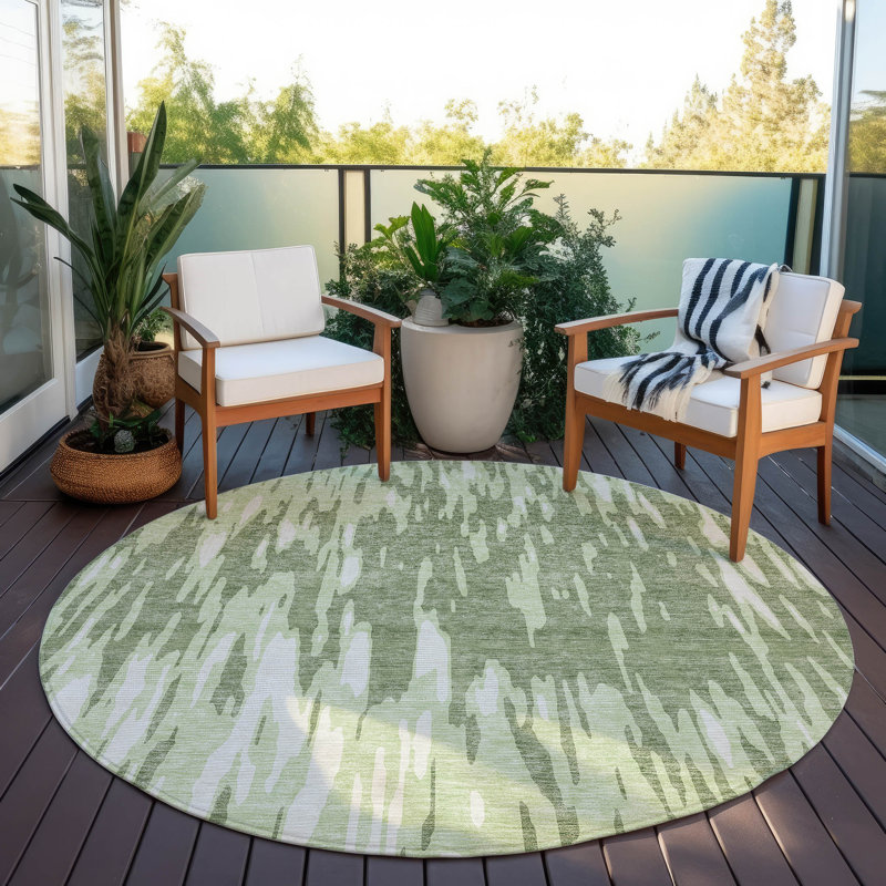 Aleighna Area Rug with Non-Slip Backing, Round 8'