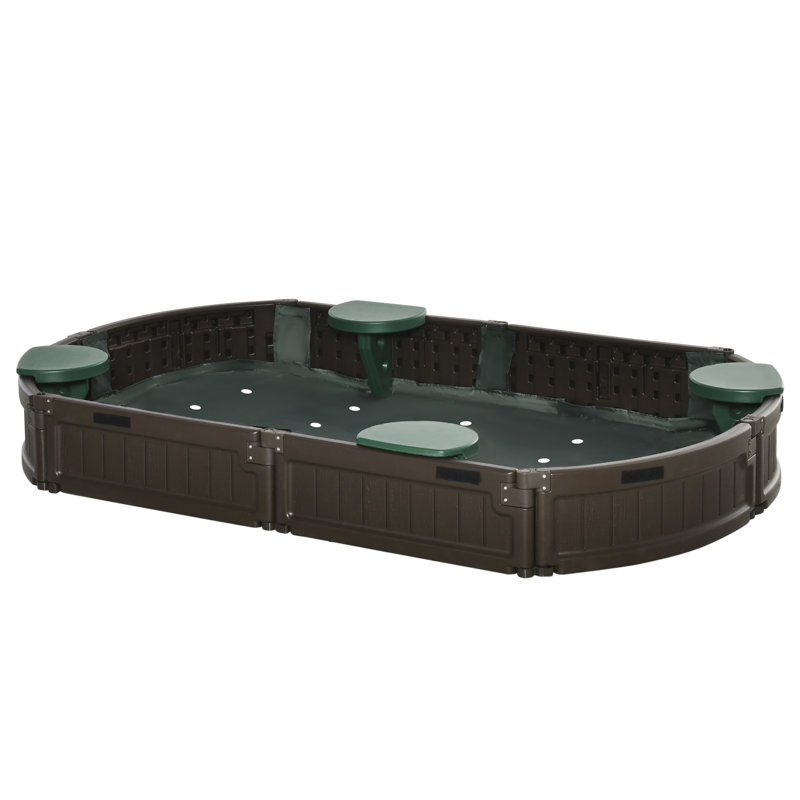 Outsunny Plastic Round Sandbox with Cover, 6' x 3.4'