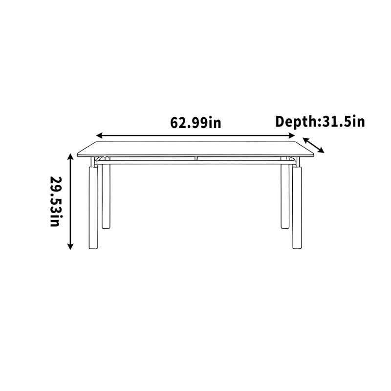 Bureau en granit avec acier inoxydable et cire blanche, H 29,53 po x l 62,99 po x P 31,5 po