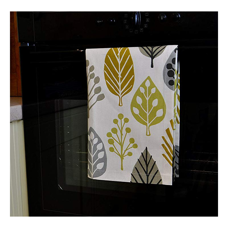 Alexys Cotton Jacquard Kitchen Towel, Ochre Yellow