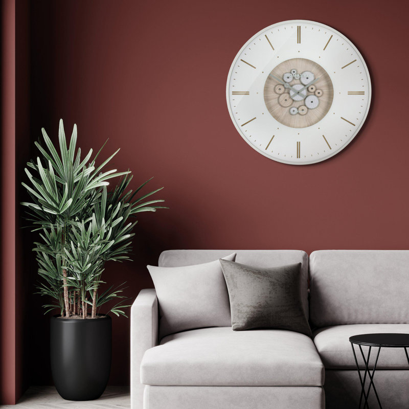 Metal Wall Clock, 74 cm H x 74 cm W x 6 cm D, White