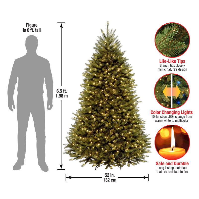 National Tree Company Dunhill Fir Tree with Dual Color LED Lights and PowerConnect, 6.5' 