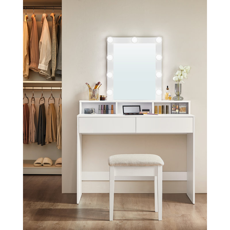 Atila Dressing Table with Mirror, White