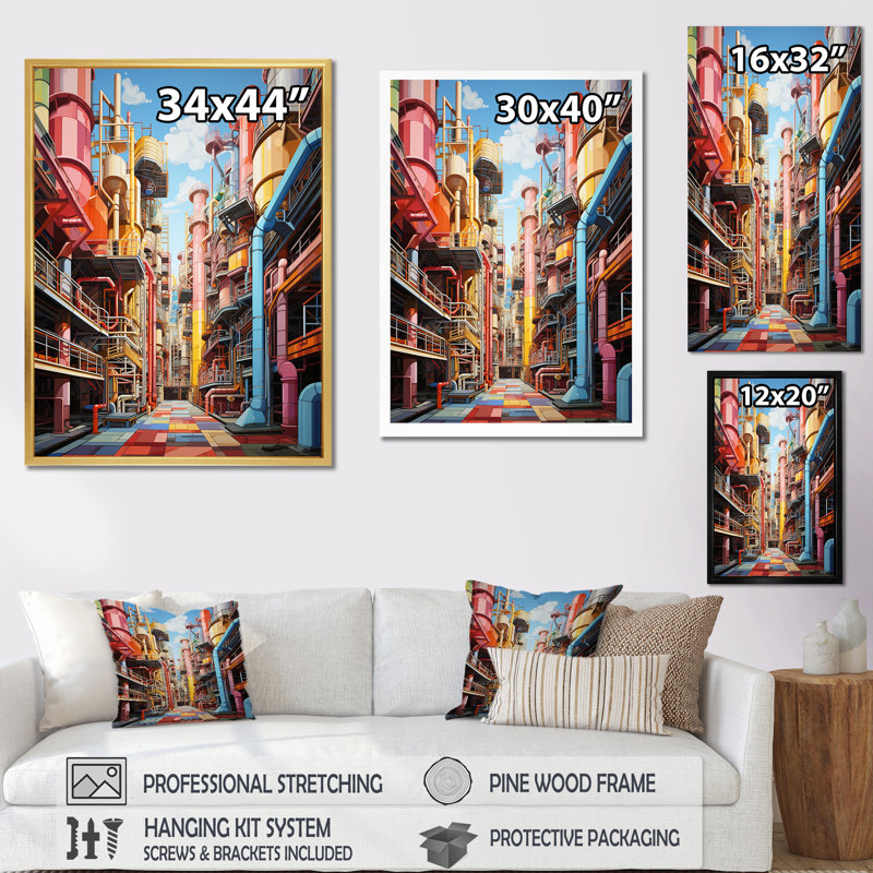 «Mulitcolor Power Plants Heart of Industry» sur impression sur toile, Toile tendue, H 32 po x l 24 po x P 1 po