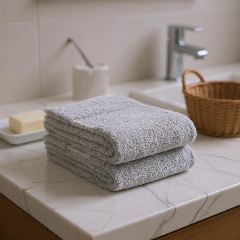 Ensemble de deux serviettes de bain en coton éponge à séchage rapide 30 po x 54 po gris clair