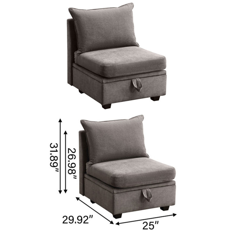 Canapé convertible 1 place avec rangement Aureja, Gris